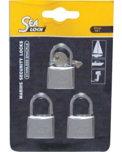 Set of 3 Padlocks, SeaLock, 1-3/16''(30mm), w/ joint key