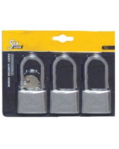 Set of 3 Padlocks w/ long shackle, SeaLock, 1-3/16''(30mm), w/ joint key