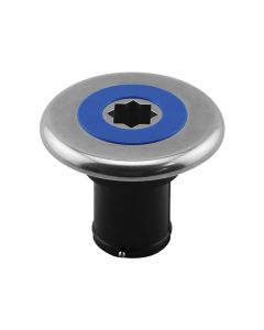 INOX Deck Filler Ø2'' (38 mm), with Blue Cap, for Water, Black Base