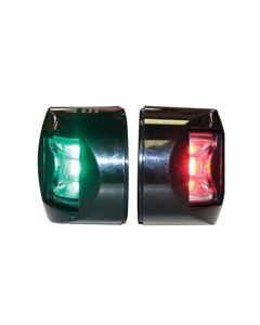 FOS LED 12 Starboard & Port Lights 112,5°, Side mounted, Set, with black housing