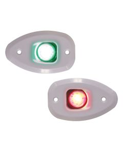 MICRO LED 12 Starboard&Port Lights 112,5°,Side&Flush mount.,Set,White Hous.,w/holes