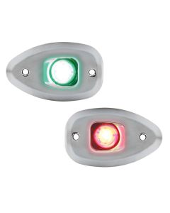 MICRO LED 12 Starboard&Port Lights 112,5°,Side & Flush mount.,Set,Chrome Hous.,w/holes