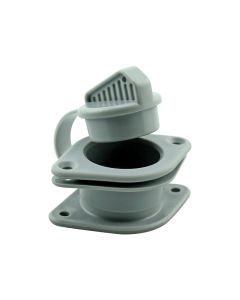 Non-return Drain Valve Set, with plug for 25mm Transom, Grey